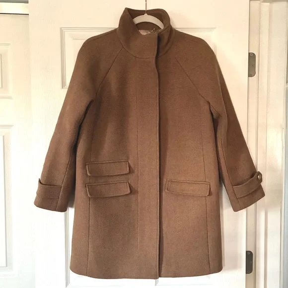 J. Crew Toscana coat in Italian stadium-cloth wool blend Acorn Camel Size 2 - Picture 3 of 5